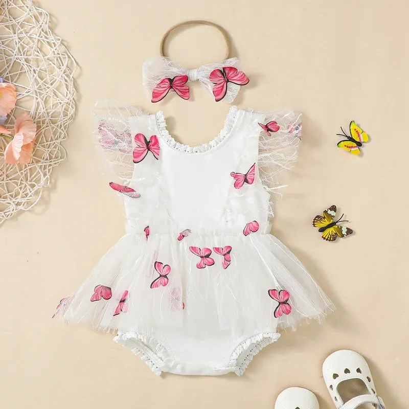 BUTTERFLY White Romper Dress