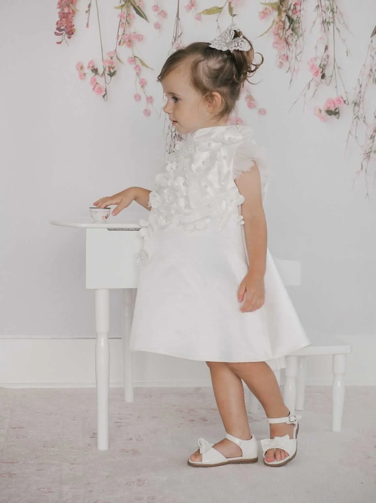 Butterfly White Satin Ceremony Dress