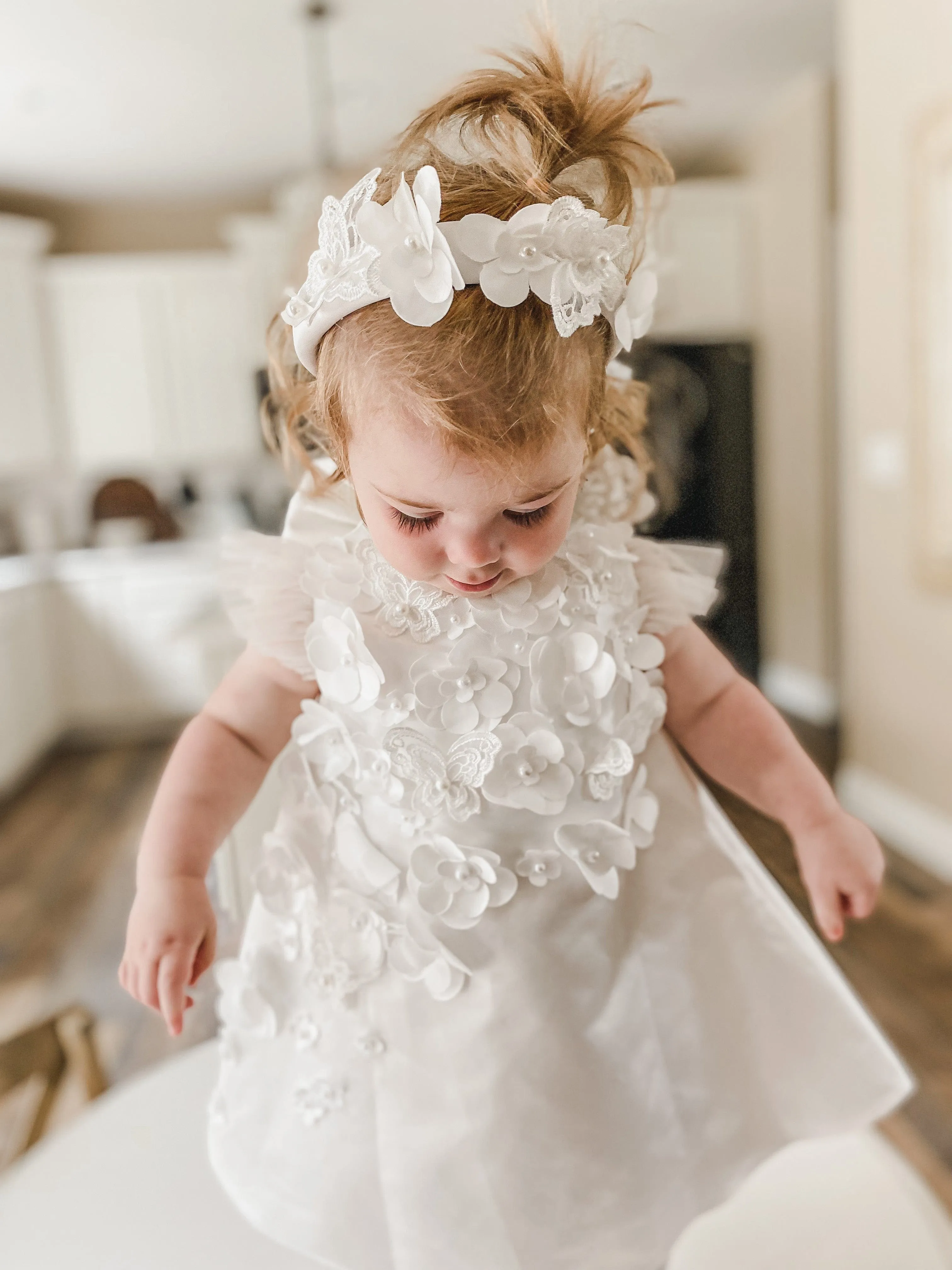 Butterfly White Satin Ceremony Dress