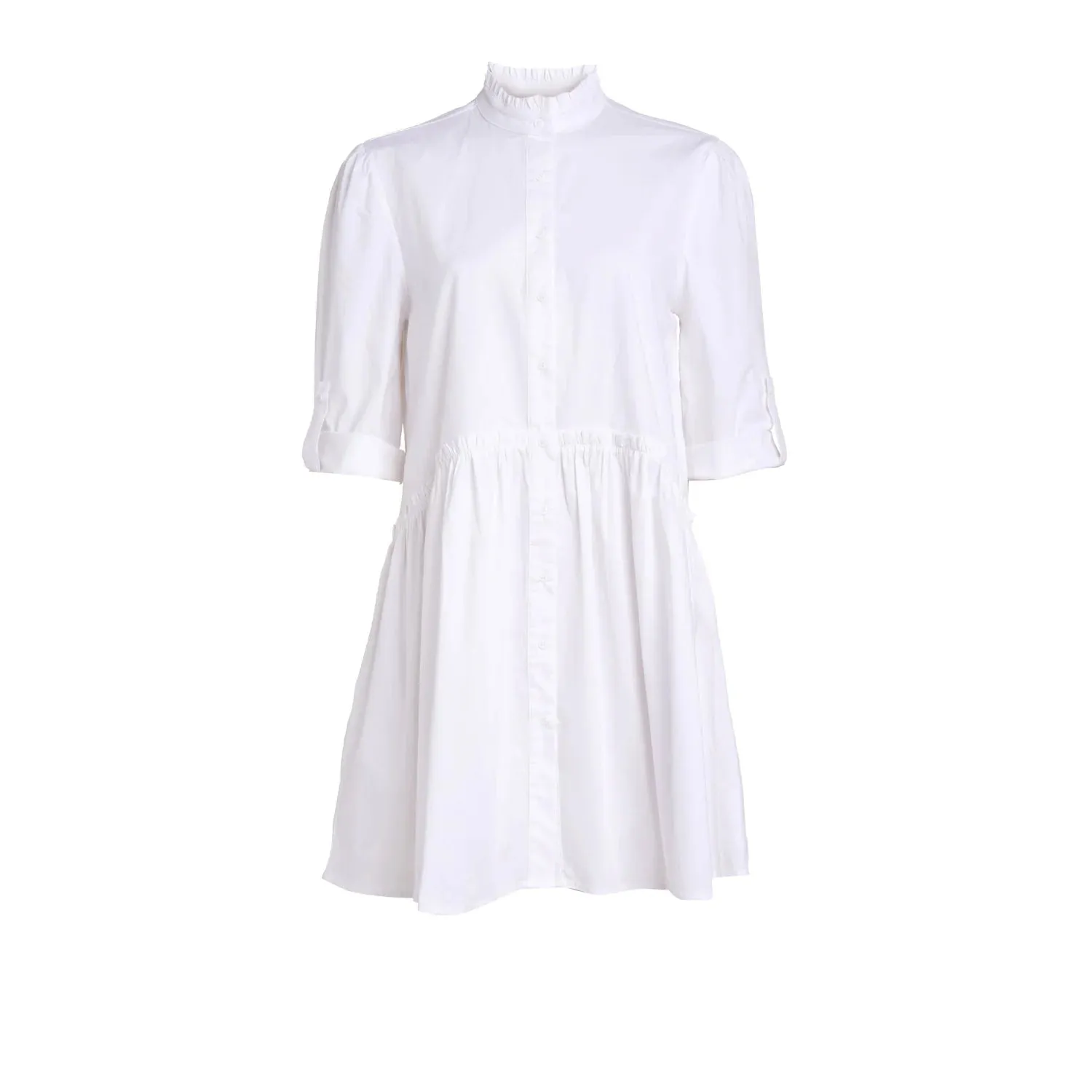 Cammie Ruffle Shirt Dress | White