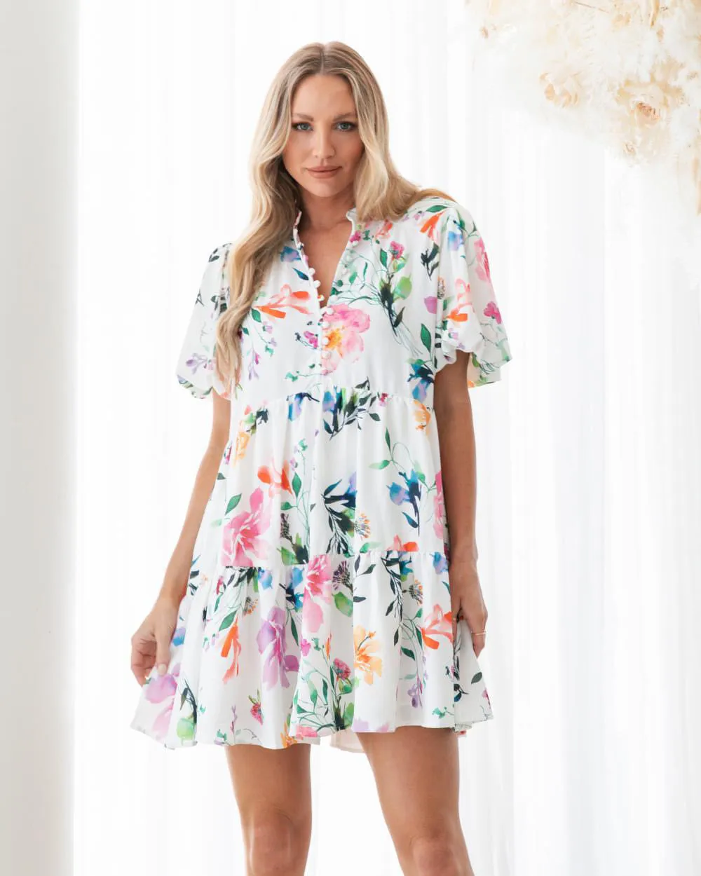 Camree Mini Dress White Floral