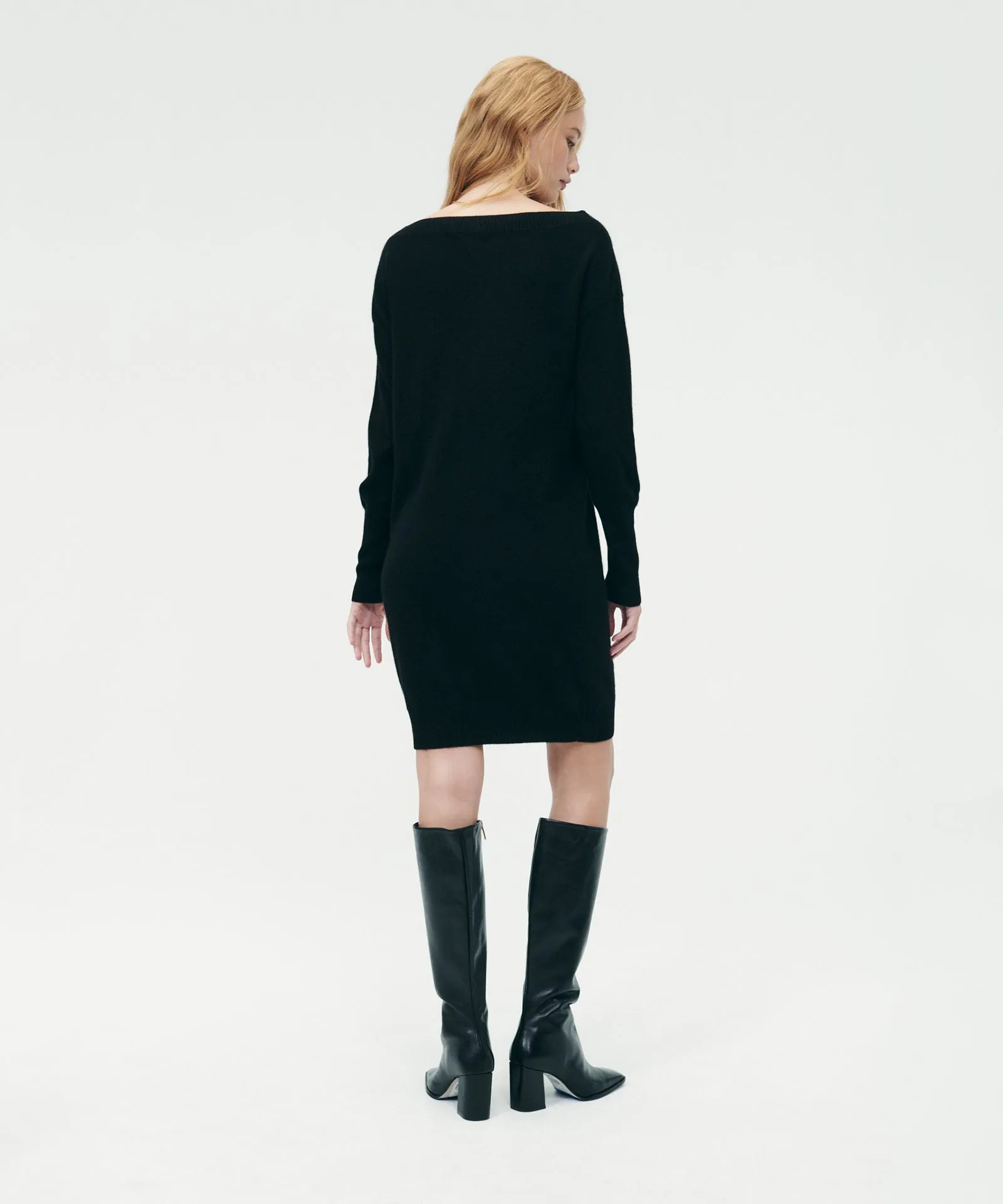 Cashmere Boatneck Mini Sweater Dress