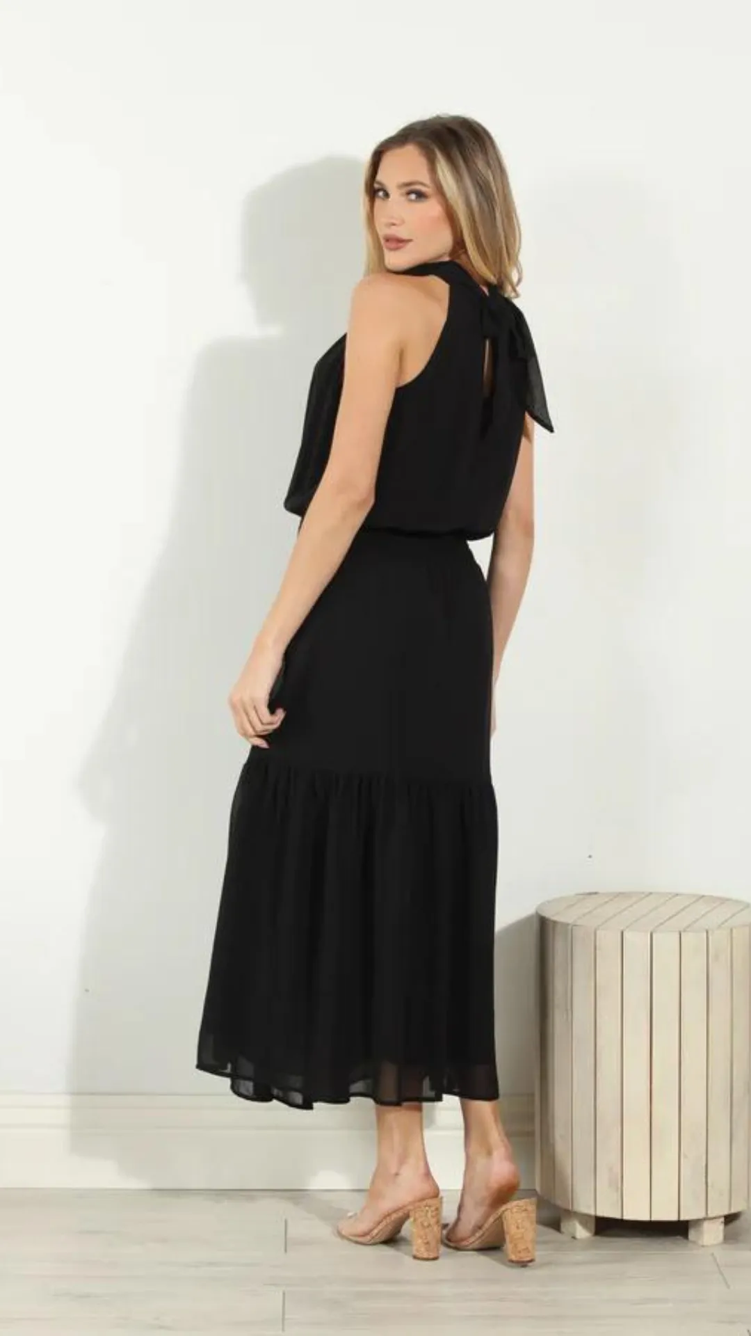 Chiffon Halter Maxi - Black