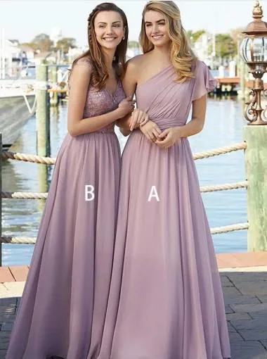 Chiffon Mismatched Long Cheap Bridesmaid Dresses Online, WGY0238