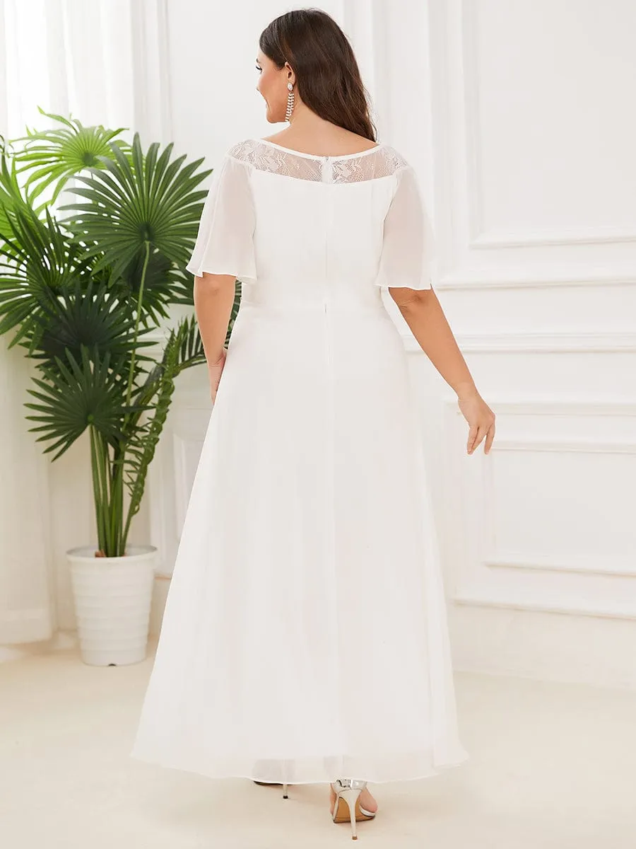 Chiffon Ruffle Sleeves Asymmetrical Hem Mother of the Bride Dress