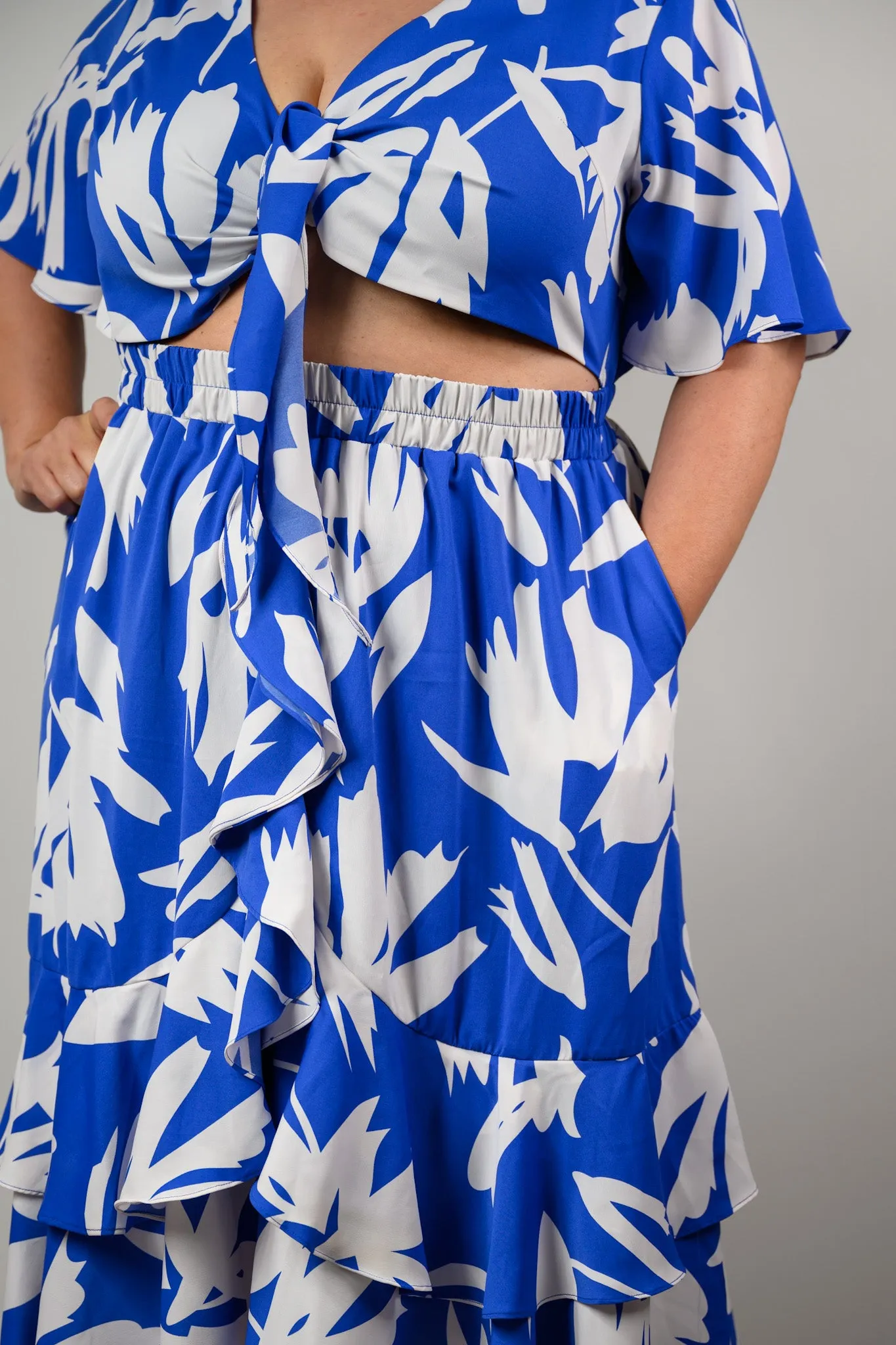 Daphne dress - Blue & White print