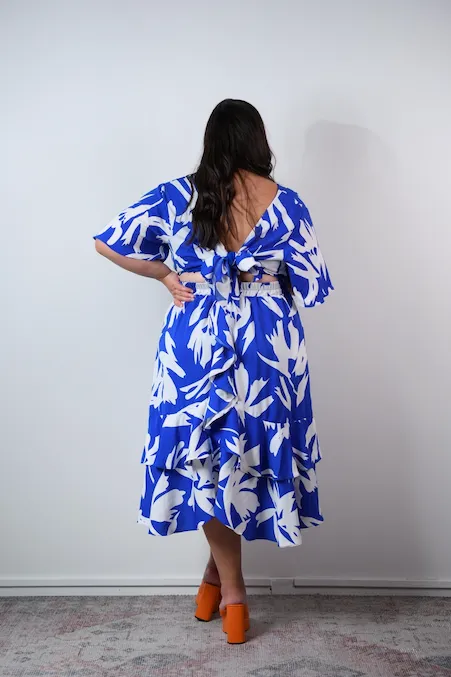 Daphne dress - Blue & White print