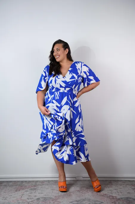 Daphne dress - Blue & White print