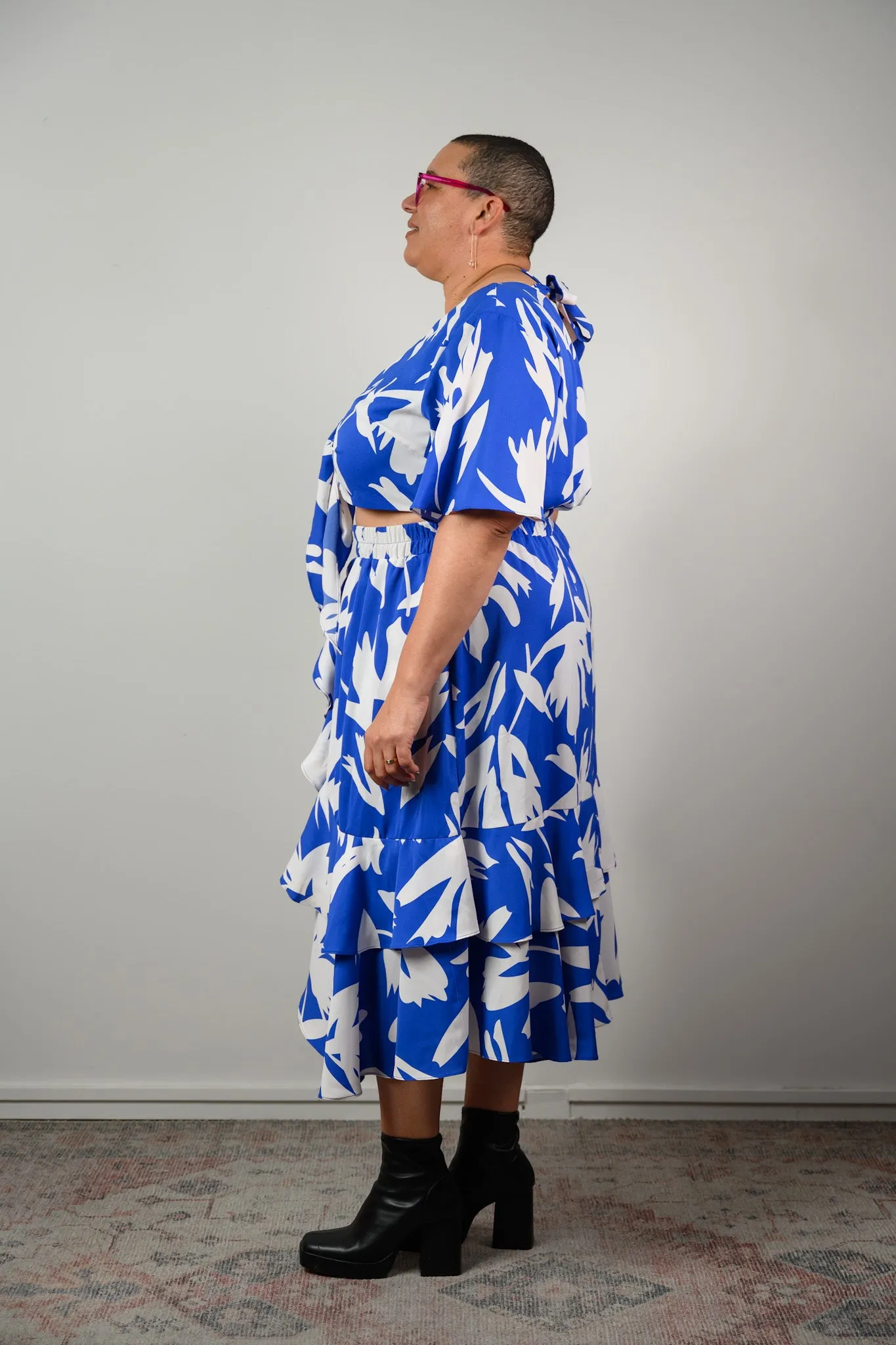 Daphne dress - Blue & White print