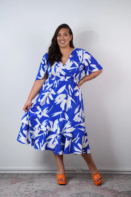 Daphne dress - Blue & White print