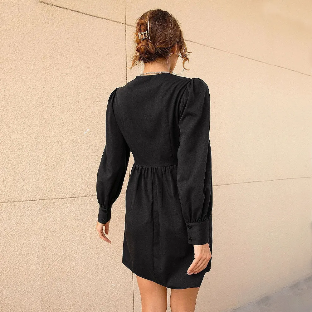 Deep V Neck Loose Mini Dresses