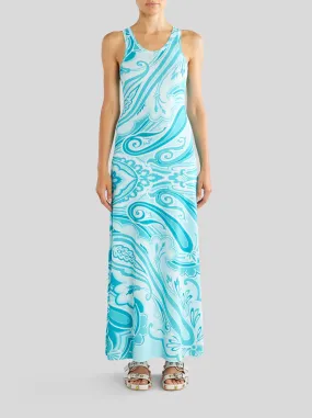 Dress - Turquoise/White