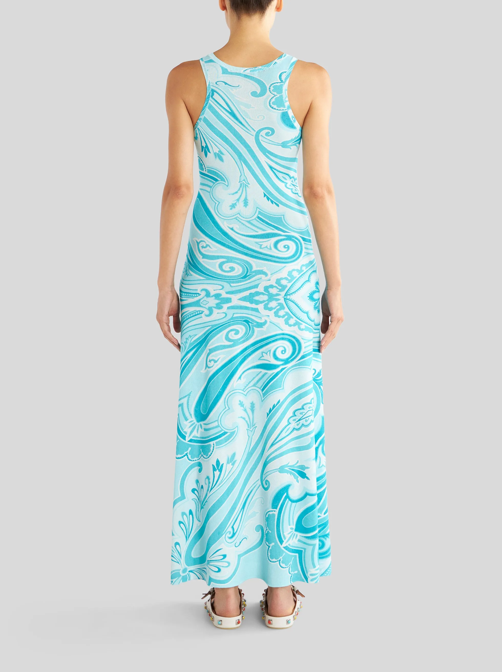 Dress - Turquoise/White