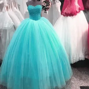 Elegant Sequins Beaded Tulle Quinceanera Dresses Ball Gowns 2017