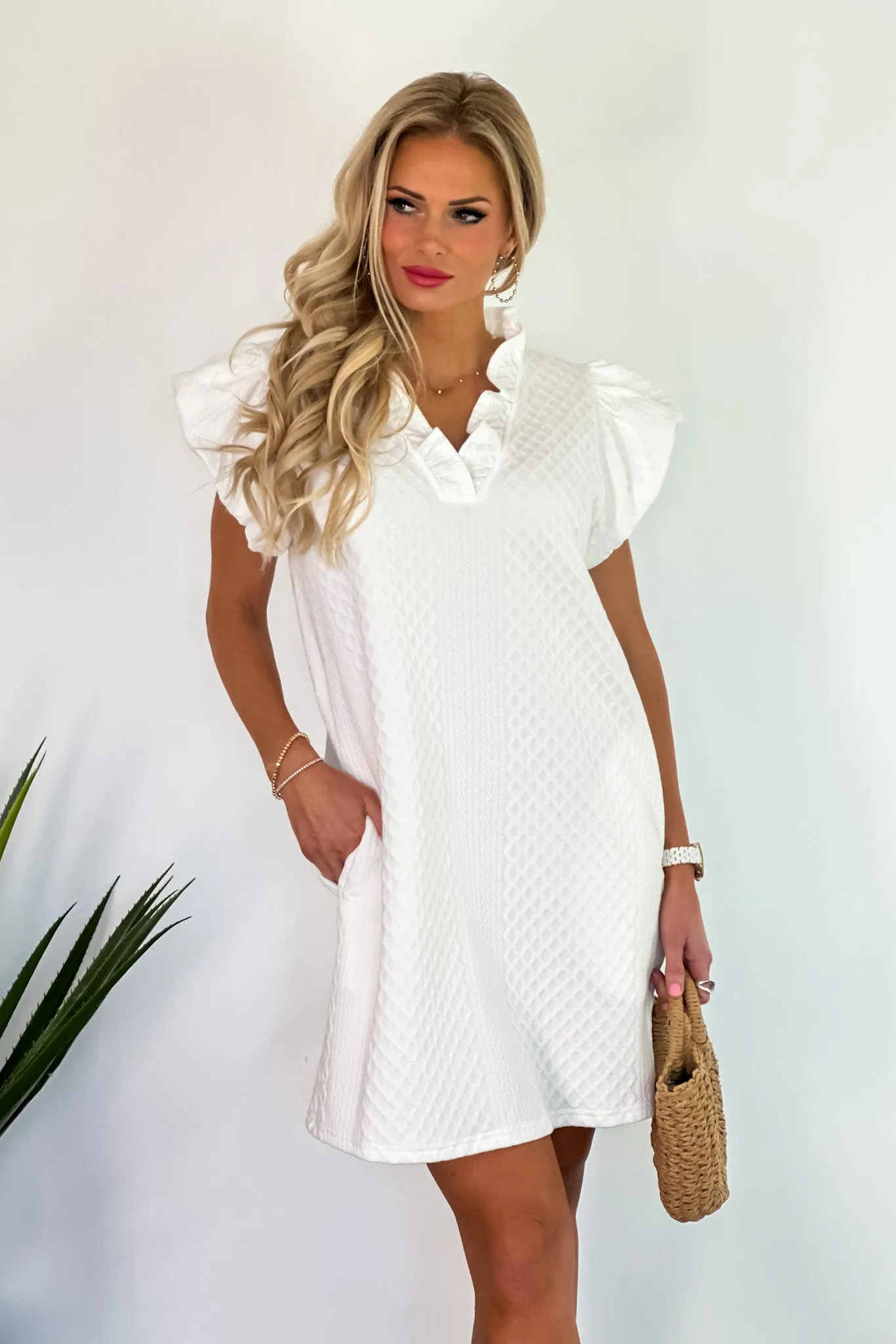 Eleyna Short Sleeve Dress : Off White