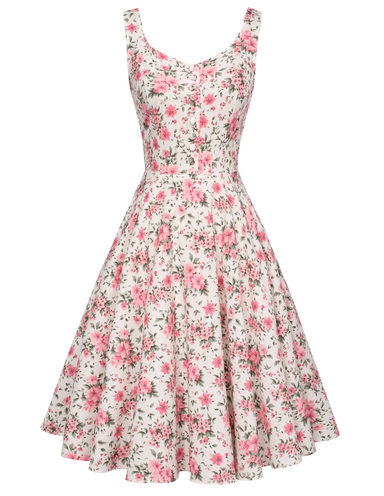 Fans Look of 1950s Retro Vintage Floral Patterns Sleeveless Homecoming Dresses Cocktail Party A-Line Dress