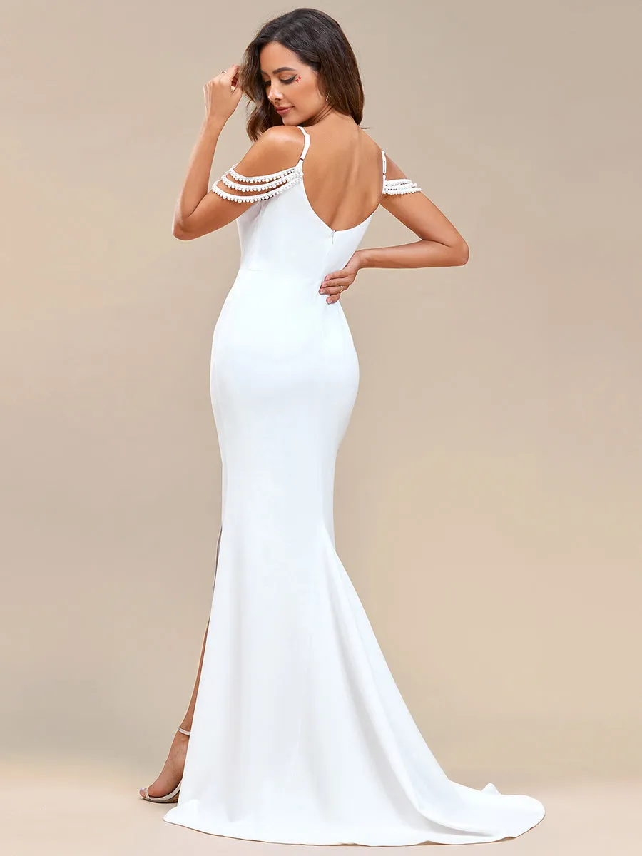 Fine Halter Side Split Fishtail Wholesale Wedding Dresses