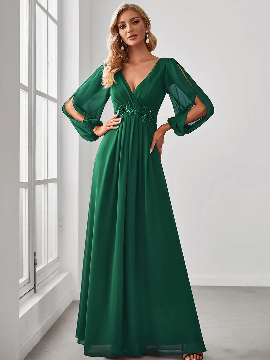 Floor Length Long Lantern Sleeves Wholesale Bridesmaid Dresses