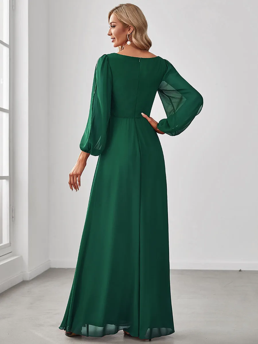 Floor Length Long Lantern Sleeves Wholesale Bridesmaid Dresses