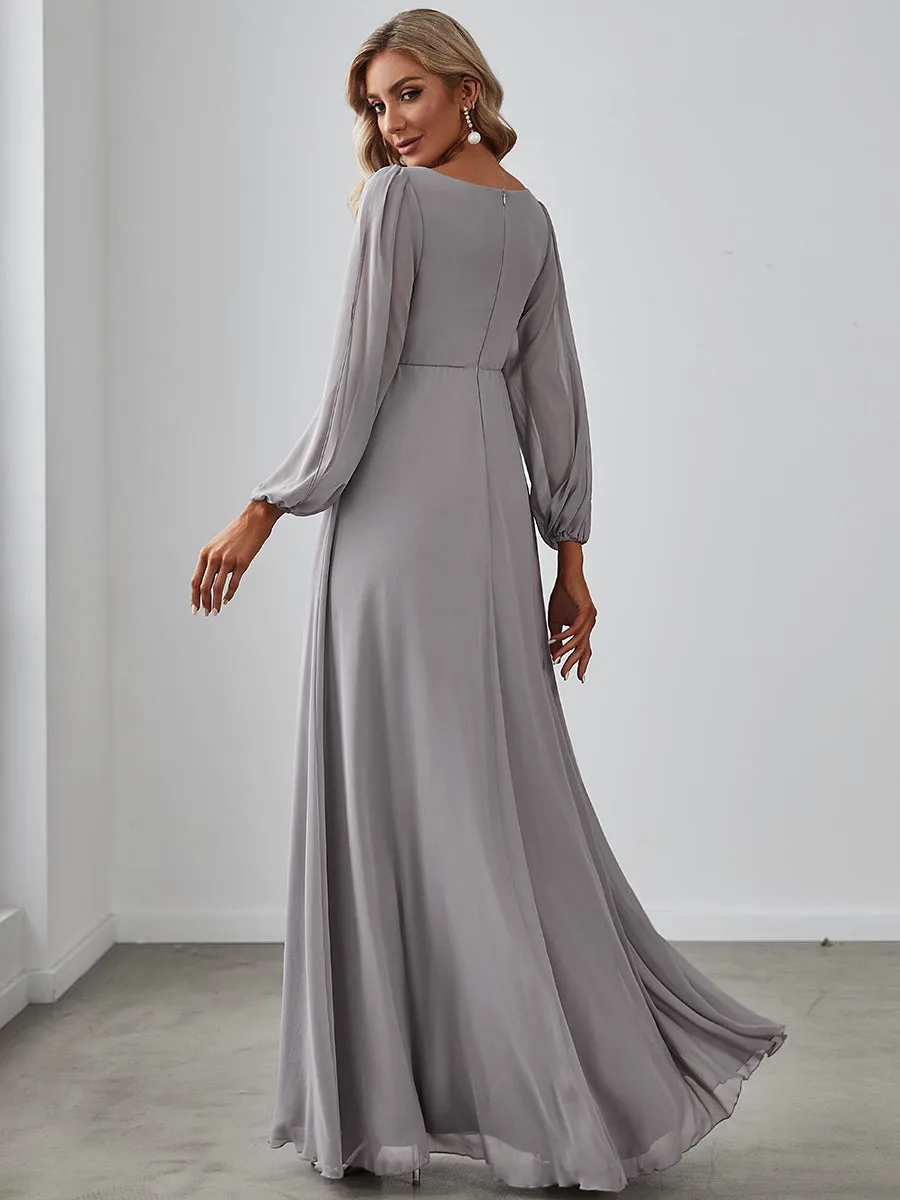 Floor Length Long Lantern Sleeves Wholesale Bridesmaid Dresses