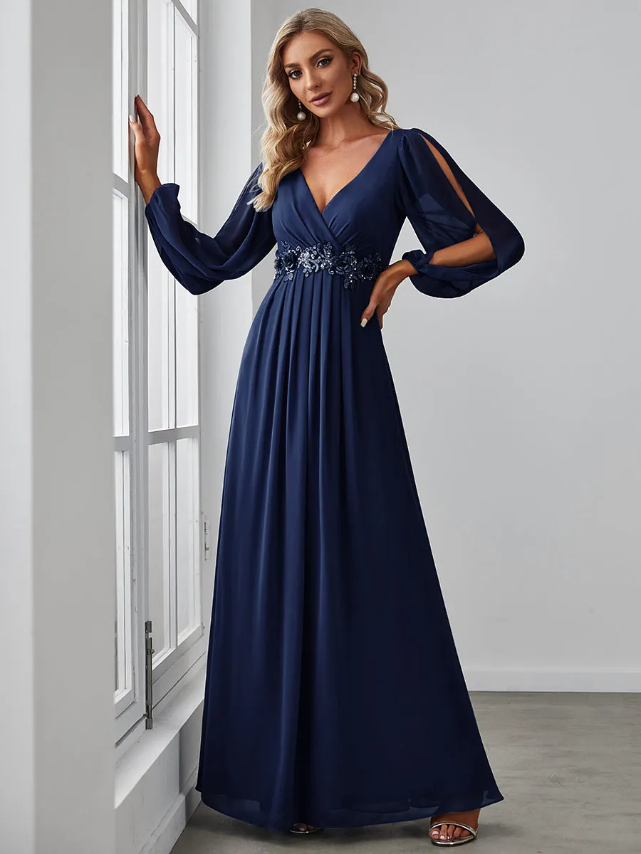 Floor Length Long Lantern Sleeves Wholesale Bridesmaid Dresses