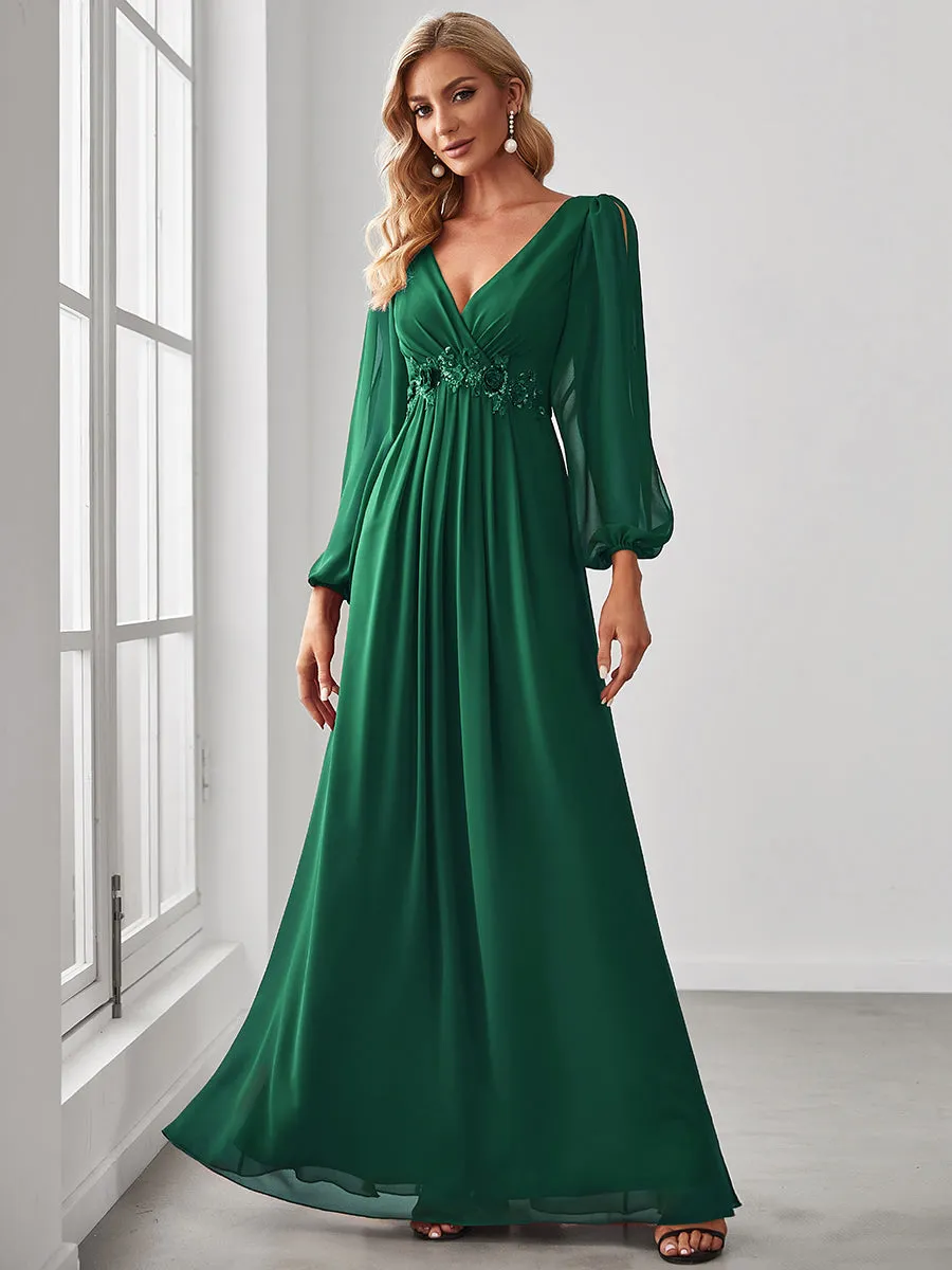 Floor Length Long Lantern Sleeves Wholesale Bridesmaid Dresses