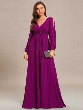 Floor Length Long Lantern Sleeves Wholesale Bridesmaid Dresses