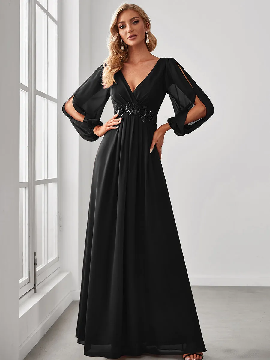 Floor Length Long Lantern Sleeves Wholesale Bridesmaid Dresses