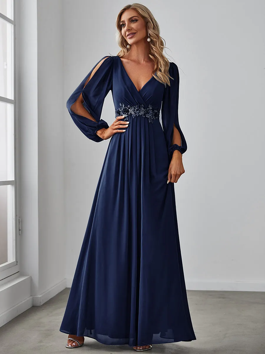 Floor Length Long Lantern Sleeves Wholesale Bridesmaid Dresses