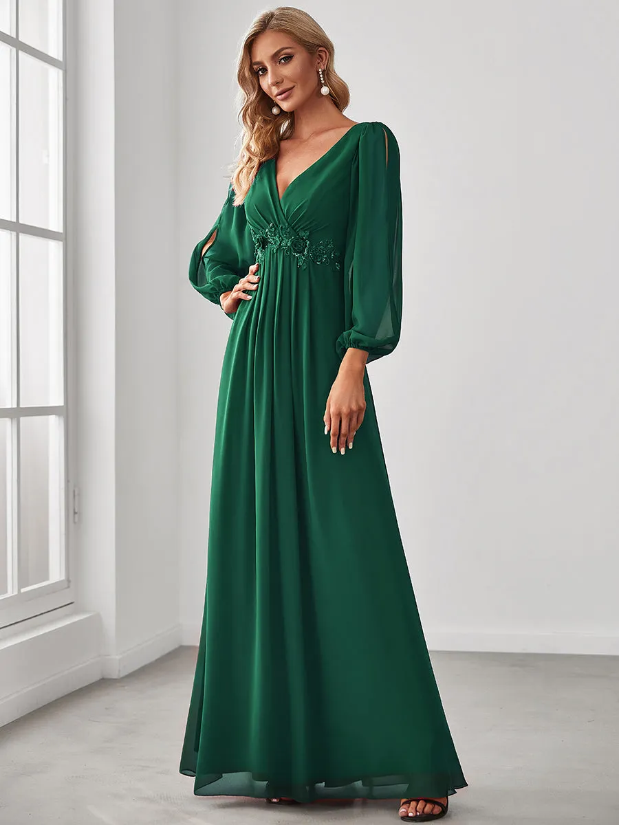 Floor Length Long Lantern Sleeves Wholesale Bridesmaid Dresses