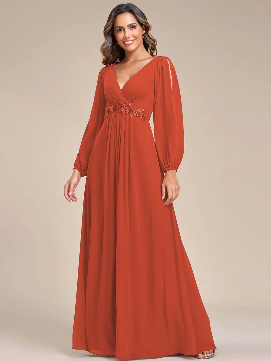 Floor Length Long Lantern Sleeves Wholesale Formal Dresses