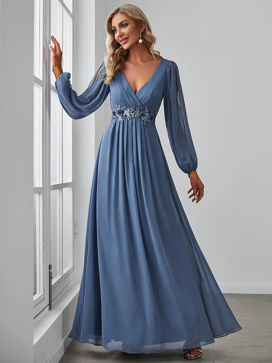 Floor Length Long Lantern Sleeves Wholesale Formal Dresses