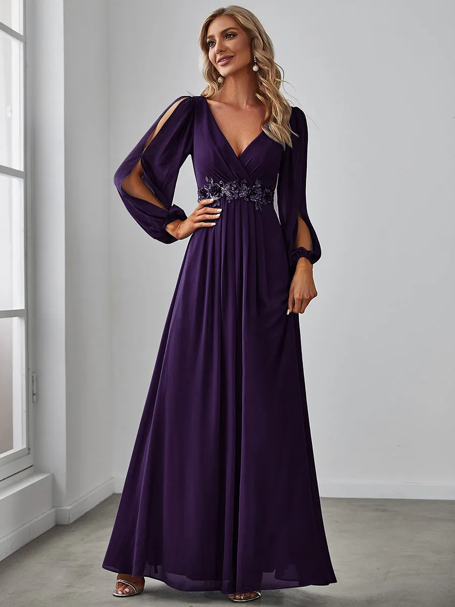 Floor Length Long Lantern Sleeves Wholesale Formal Dresses