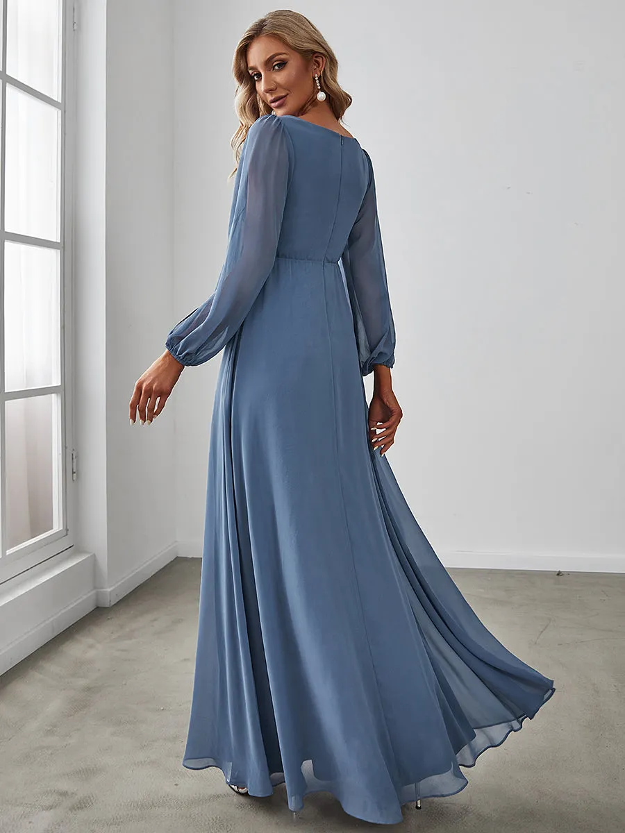 Floor Length Long Lantern Sleeves Wholesale Formal Dresses