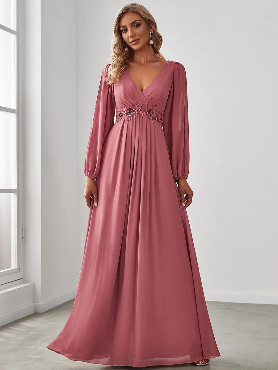 Floor Length Long Lantern Sleeves Wholesale Formal Dresses