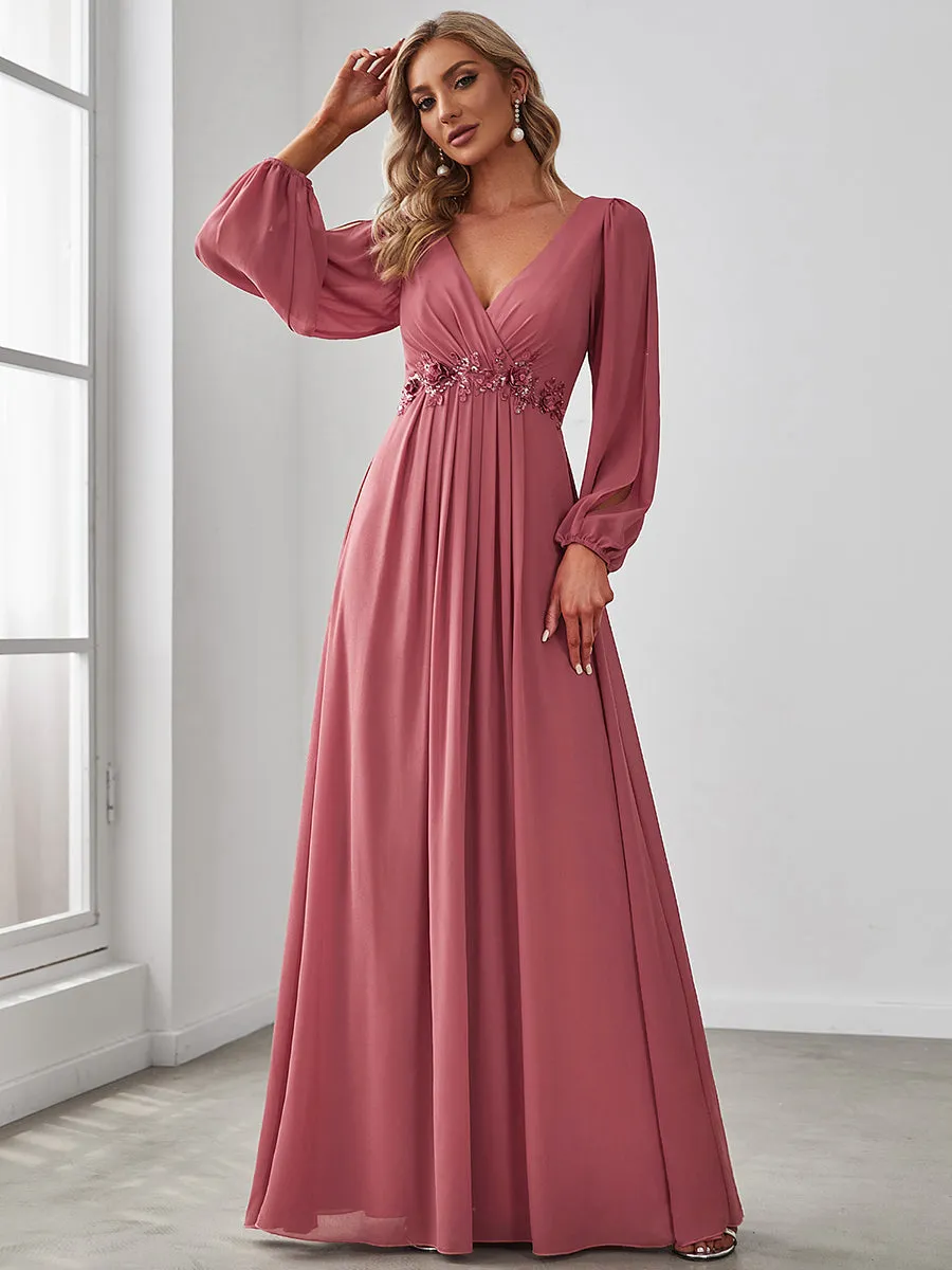 Floor Length Long Lantern Sleeves Wholesale Formal Dresses