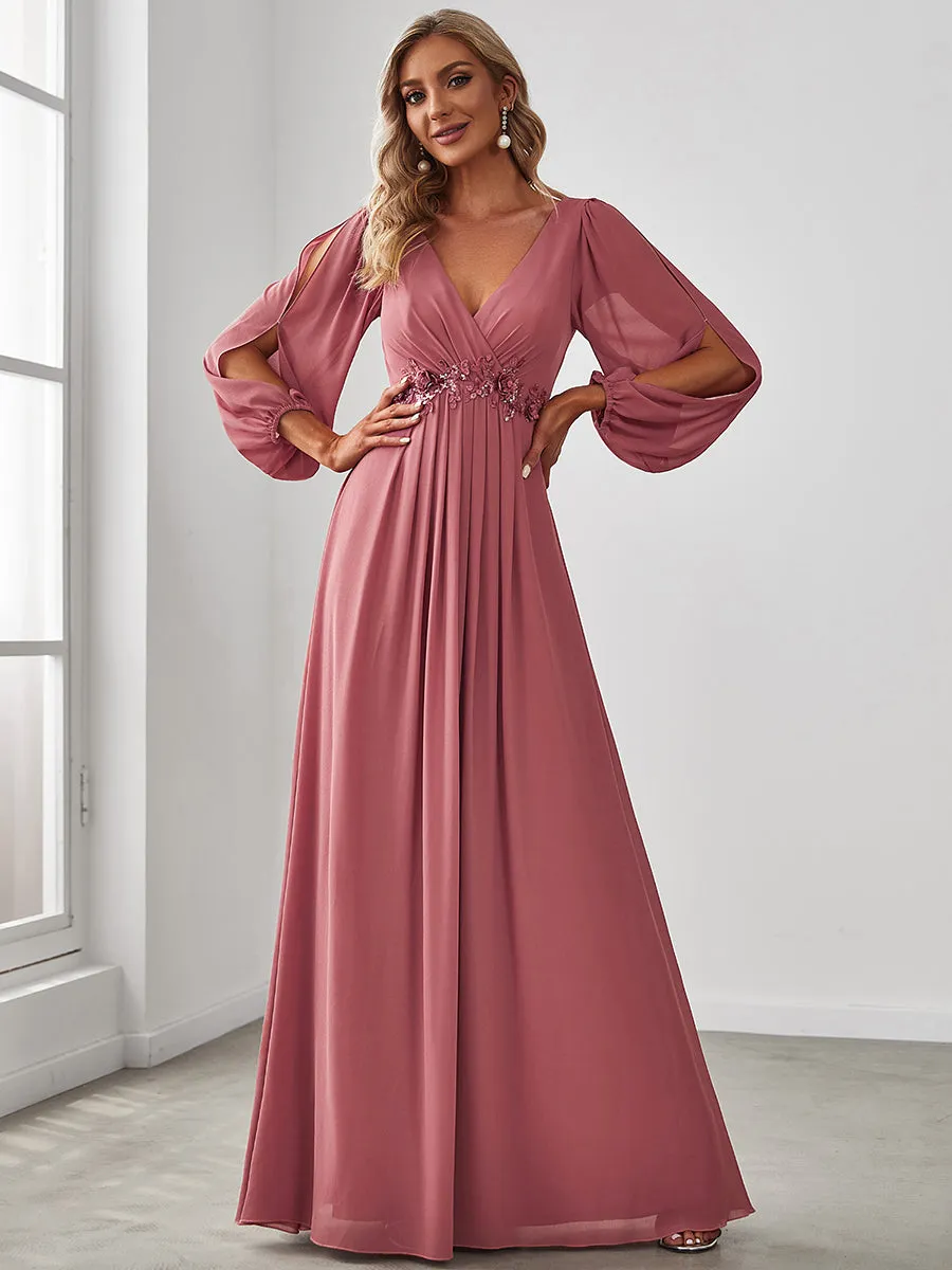 Floor Length Long Lantern Sleeves Wholesale Formal Dresses