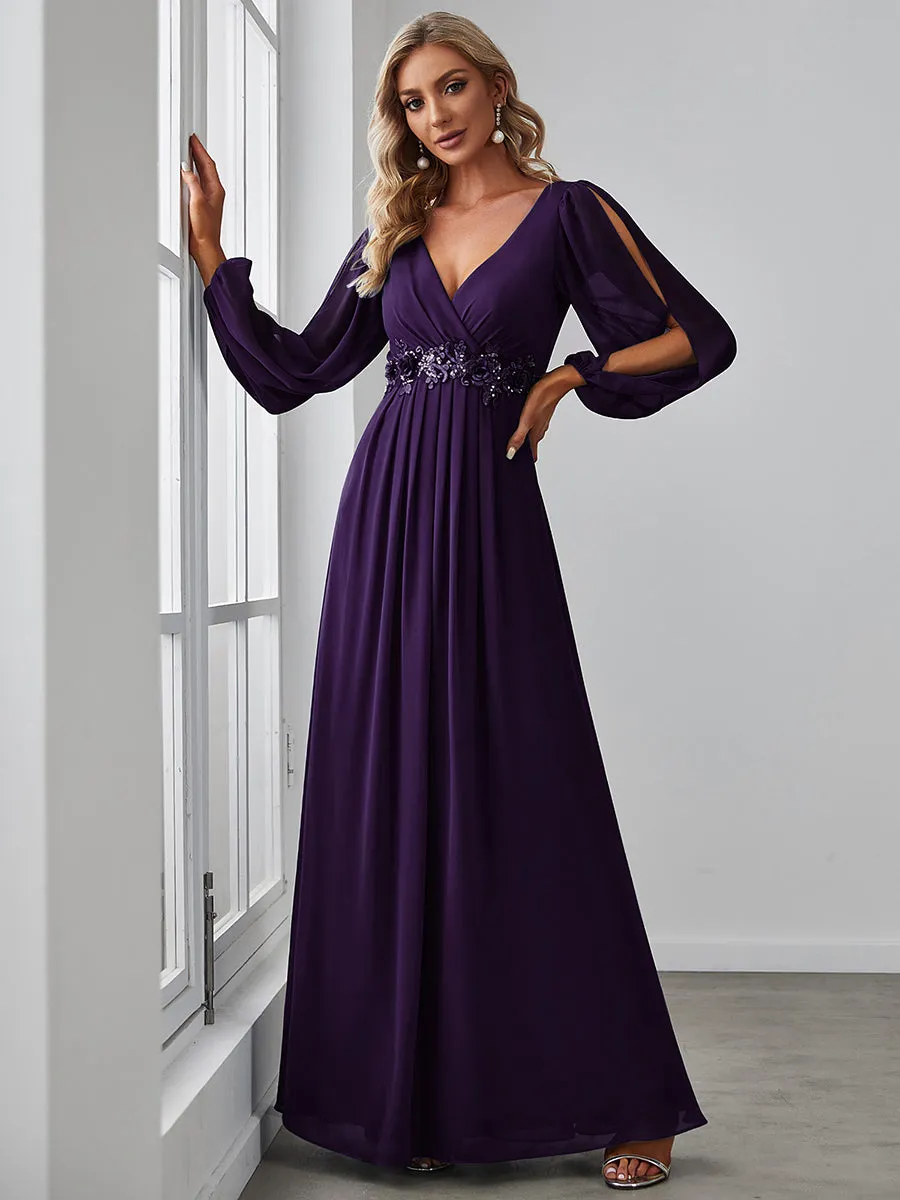 Floor Length Long Lantern Sleeves Wholesale Formal Dresses