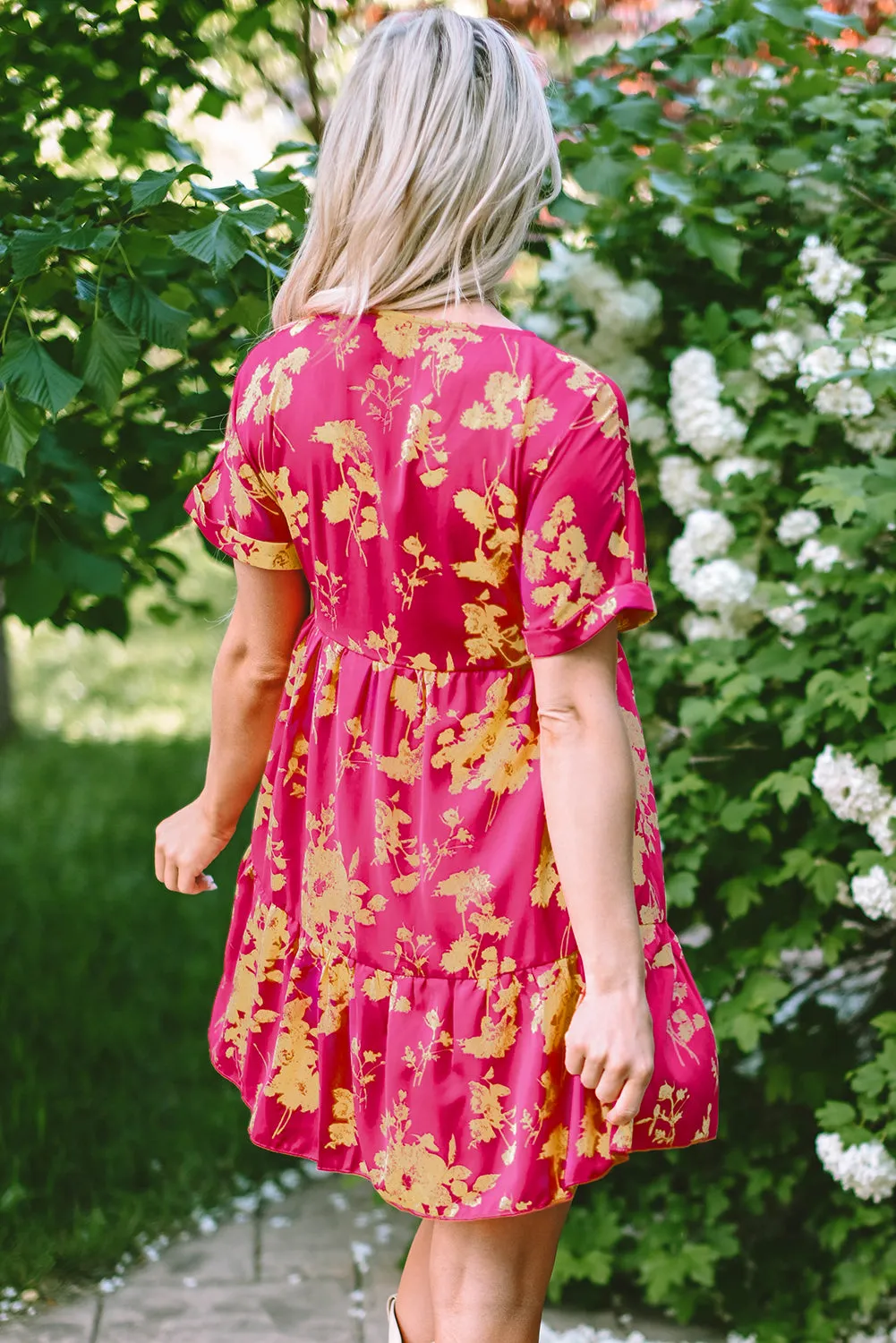 Floral Batwing Sleeve Smock Dresses