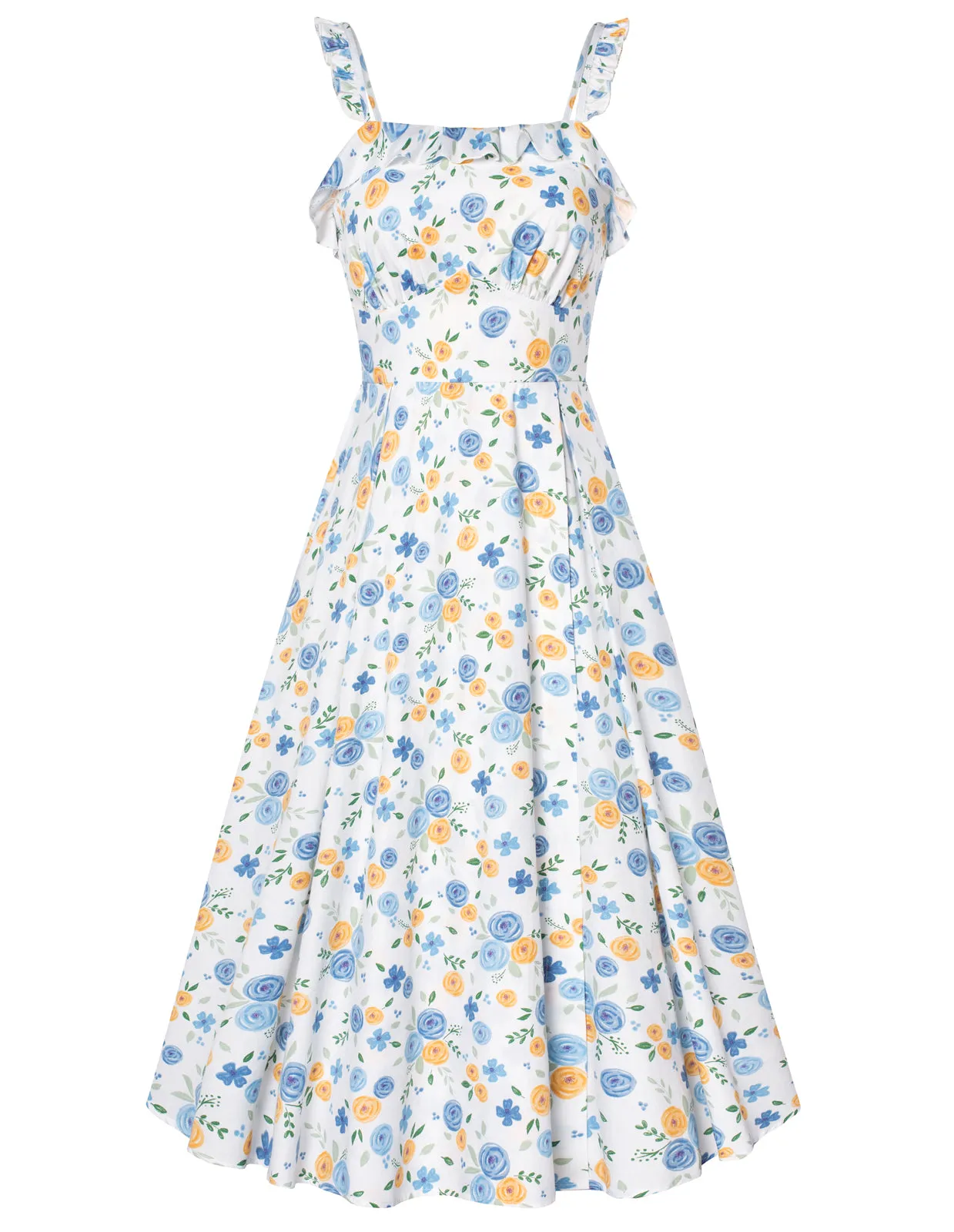 Floral Summer Dresses for Women 2024 Midi Sun Dresses Flowy Spaghetti Strap Dress with Pockets