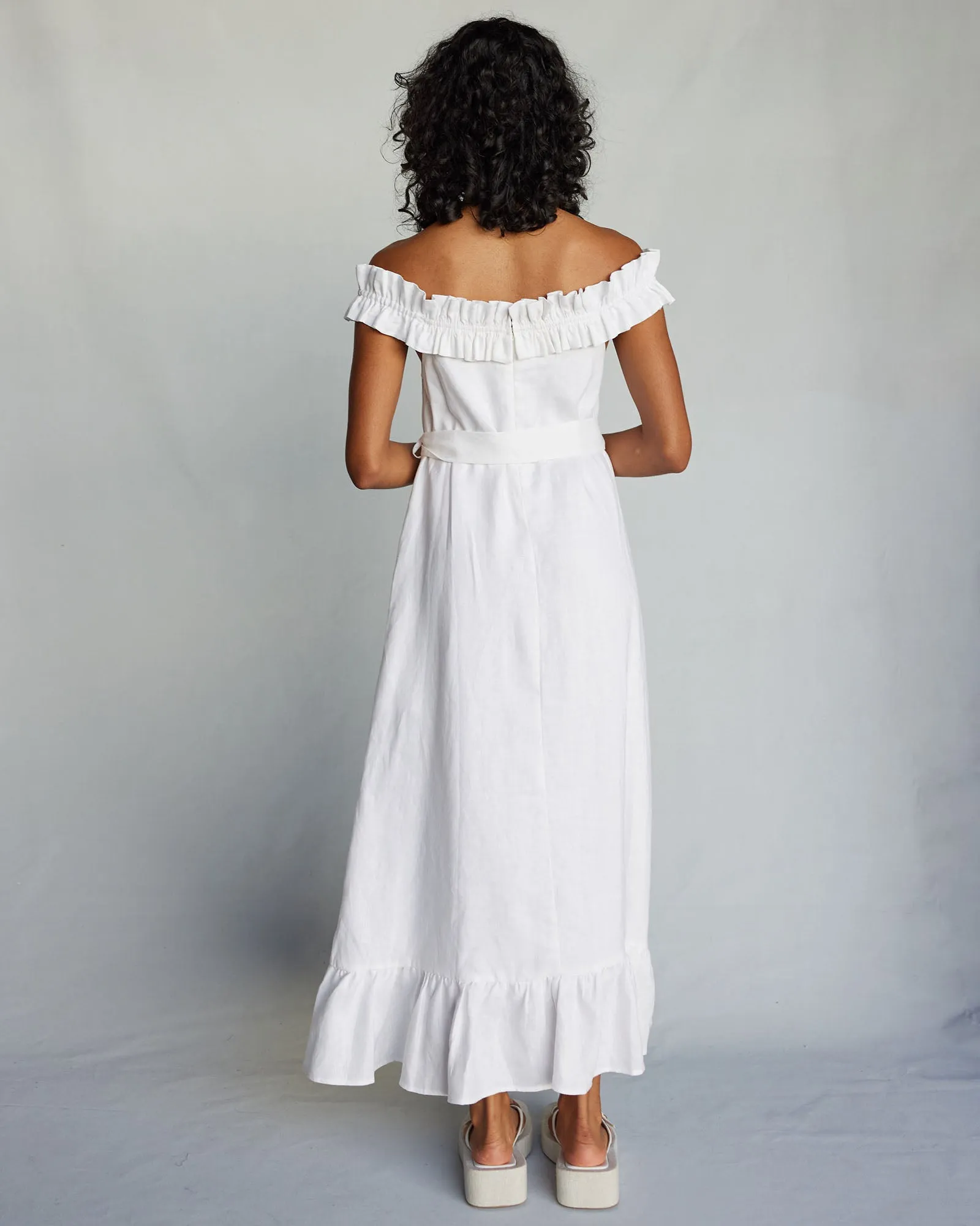 Gaia Linen Dress - White