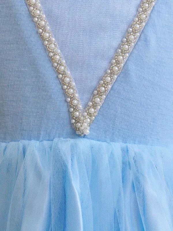 Girls Dresses Blue Kids Princess Straps Party Dress