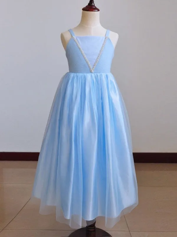 Girls Dresses Blue Kids Princess Straps Party Dress