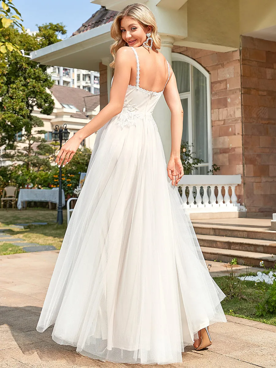 Glamorous A Line V Neck Spaghetti Straps Wholesale Wedding Dresses