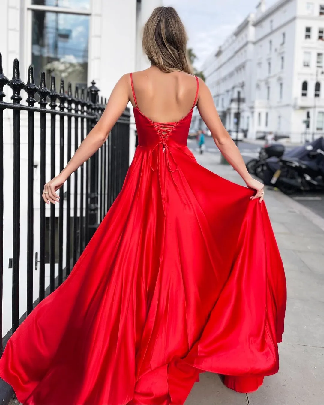 Gorgeous Red A Line Sleeveless Lace Up Prom Dresses