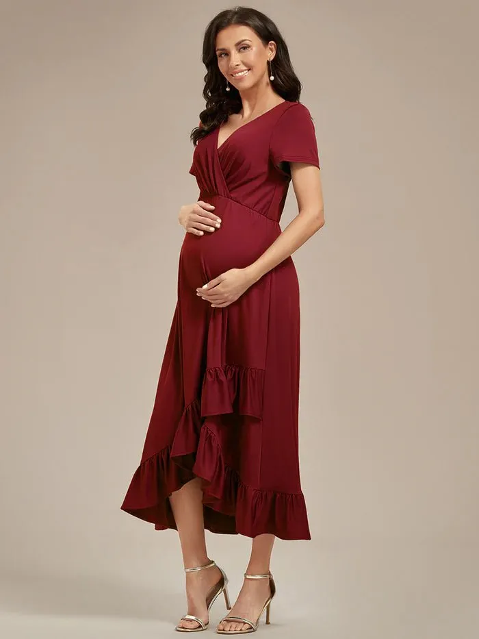 High Low Ruffles Maternity Dresses