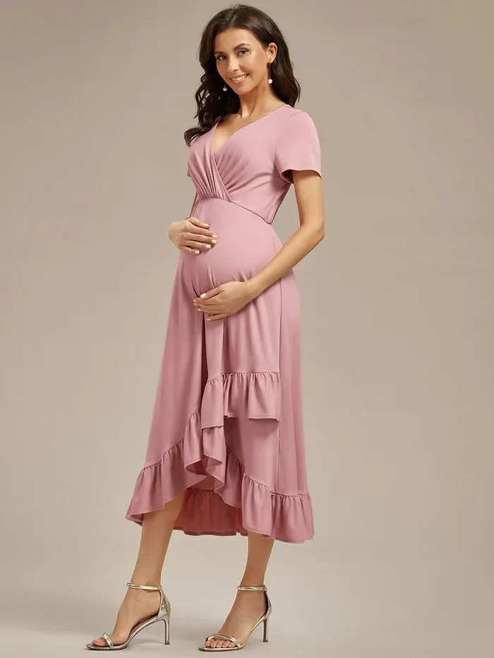 High Low Ruffles Maternity Dresses