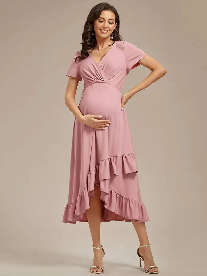 High Low Ruffles Maternity Dresses