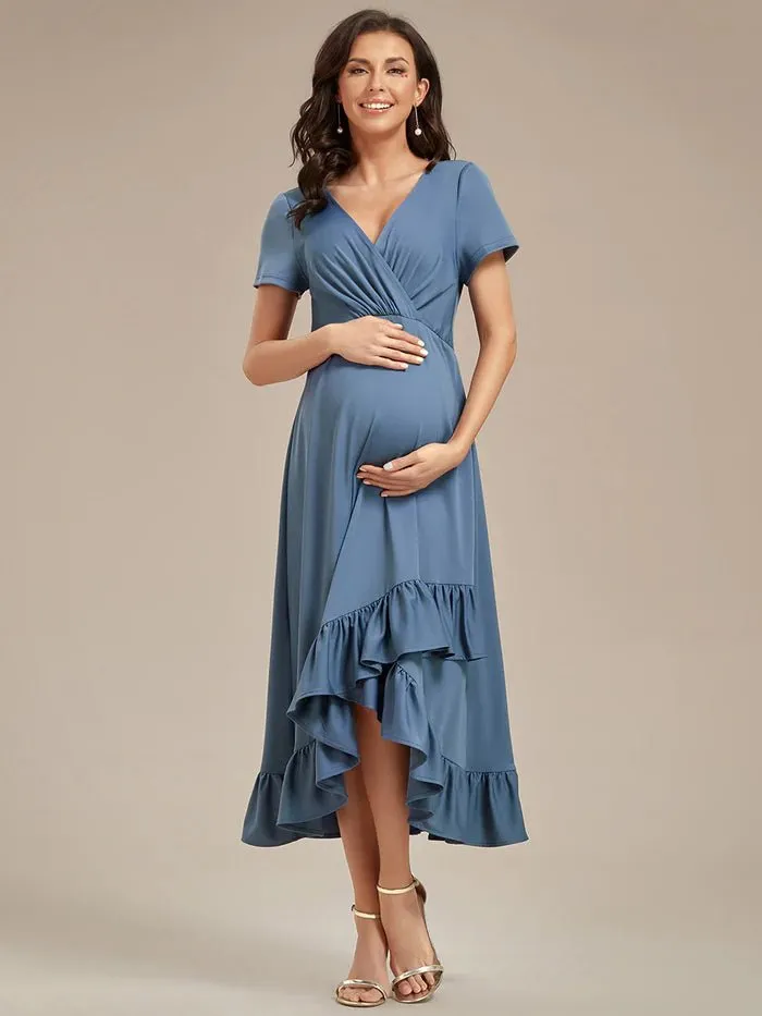 High Low Ruffles Maternity Dresses