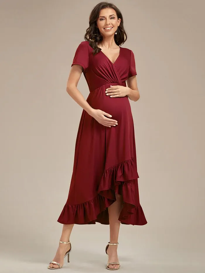 High Low Ruffles Maternity Dresses